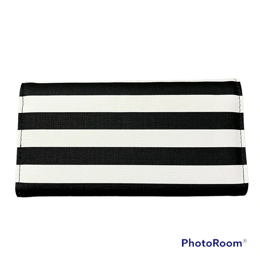 NEW Kut From The Kloth Slim Black White Stripe Long Wallet